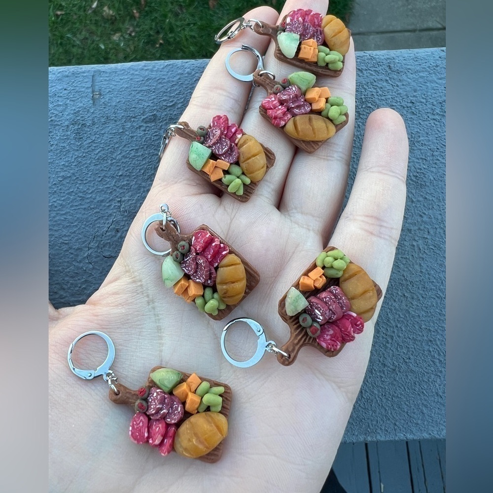 Polymer Clay Handmade Charcuterie Board Dangle Earring Pair